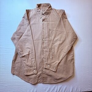 Ralph Lauren Jeans Company Shirt Mens XL Beige Brown Stripe Button‎ Down Casual